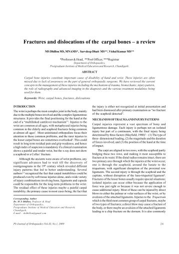 Fractures and dislocations of the carpal bones - Punjab Orthopaedic ...