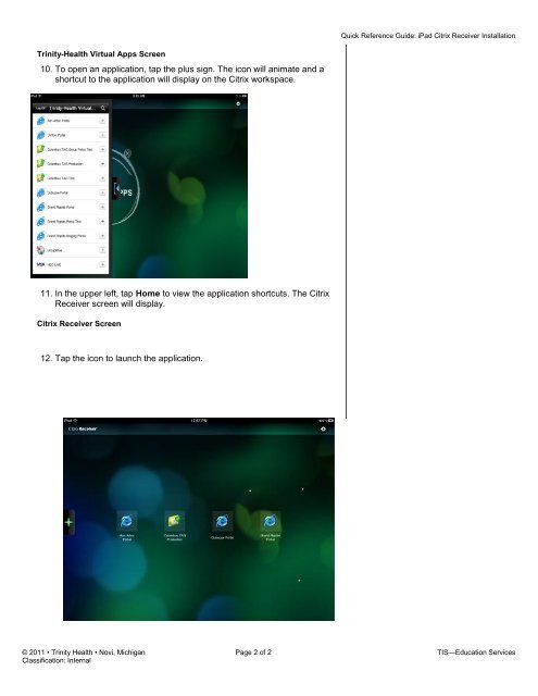 Apple iPad Citrix Receiver Installation - Trinity Health