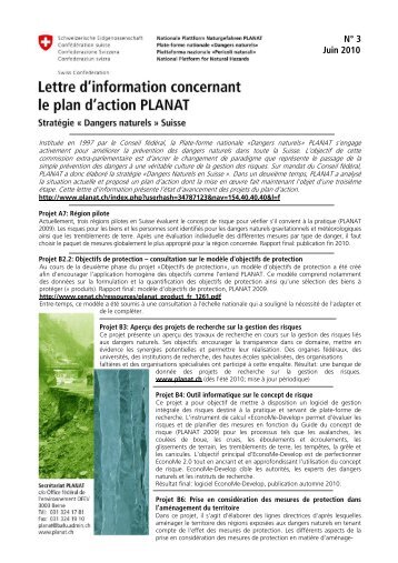 Lettre d'information concernant le plan d'action PLANAT - NÂ°3/Juin ...