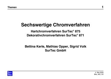 Sechswertige Chromverfahren - SurTec