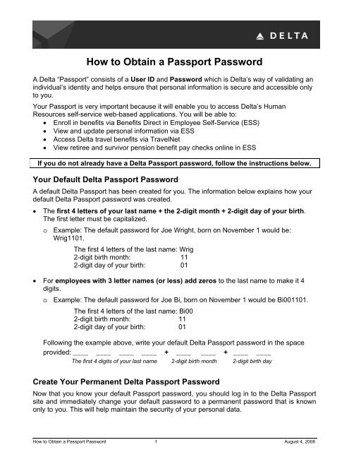 How to Obtain a Delta Passport Password Guide