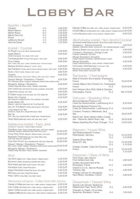 Drinklist (.pdf) - Tallink hotels