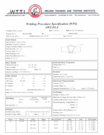 welding wps welding format