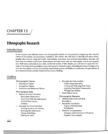 Ethnographic Research - Matthew J. Brown