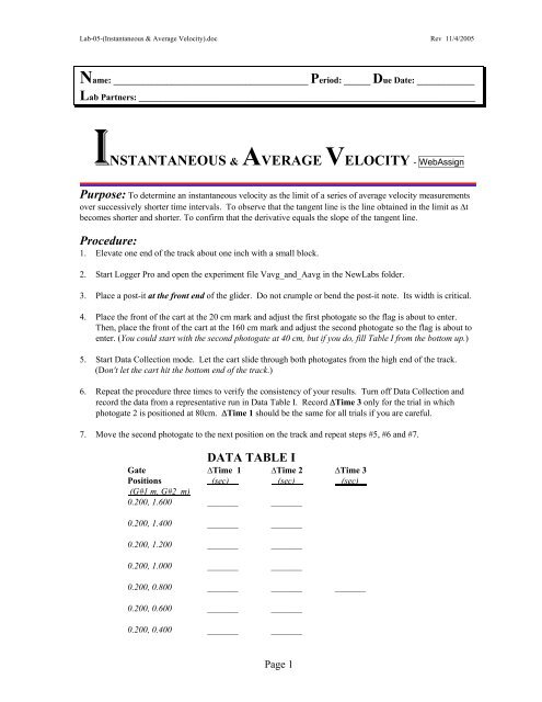 Lab-05-(Instantaneous & Average Velocity)