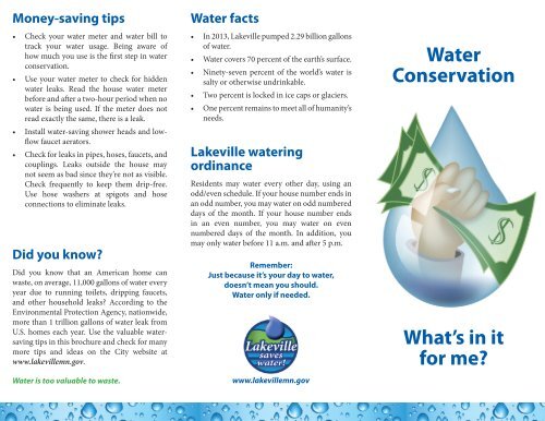 Water conservation techniques - City of Lakeville