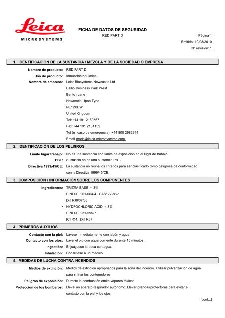 Material Safety Data Sheets Bond™ Polymer Refine Red Detection