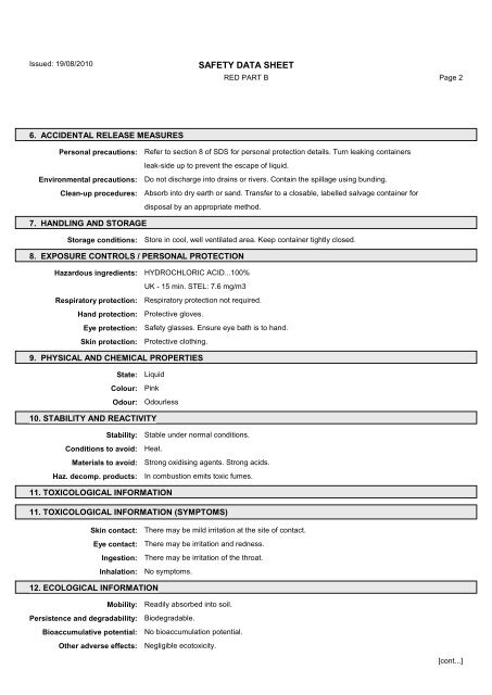 Material Safety Data Sheets Bond™ Polymer Refine Red Detection