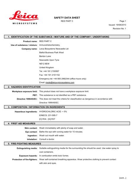 Material Safety Data Sheets Bond™ Polymer Refine Red Detection