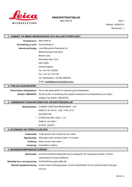 Material Safety Data Sheets Bond™ Polymer Refine Red Detection