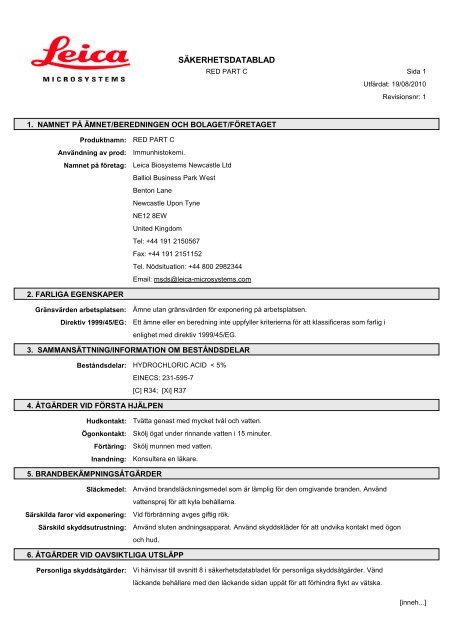 Material Safety Data Sheets Bond™ Polymer Refine Red Detection