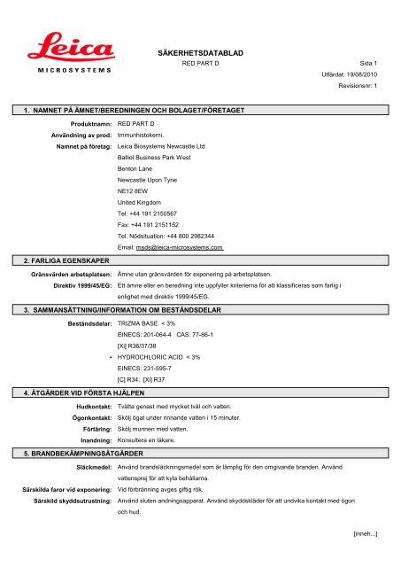 Material Safety Data Sheets Bond™ Polymer Refine Red Detection