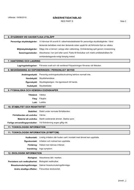 Material Safety Data Sheets Bond™ Polymer Refine Red Detection