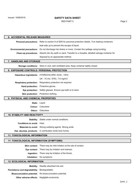 Material Safety Data Sheets Bond™ Polymer Refine Red Detection