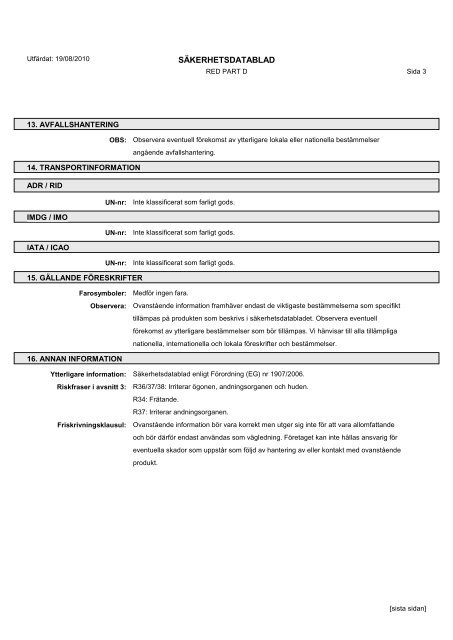 Material Safety Data Sheets Bond™ Polymer Refine Red Detection