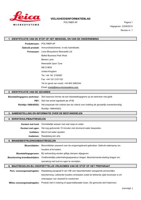 Material Safety Data Sheets Bond™ Polymer Refine Red Detection