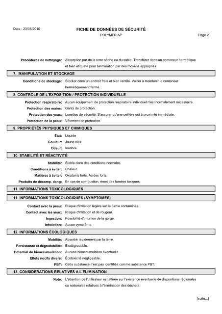 Material Safety Data Sheets Bond™ Polymer Refine Red Detection