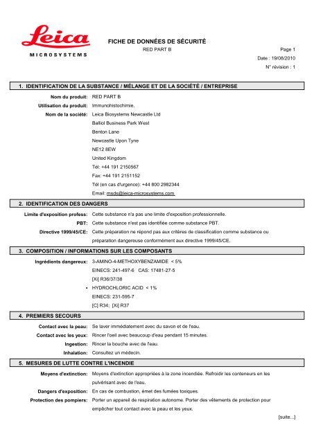 Material Safety Data Sheets Bond™ Polymer Refine Red Detection