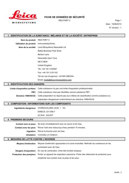 Material Safety Data Sheets Bond™ Polymer Refine Red Detection