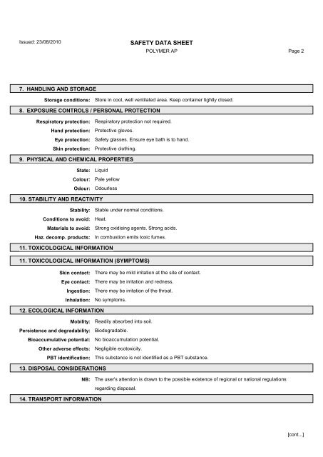 Material Safety Data Sheets Bond™ Polymer Refine Red Detection