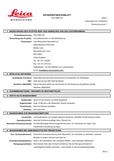 Material Safety Data Sheets Bond™ Polymer Refine Red Detection