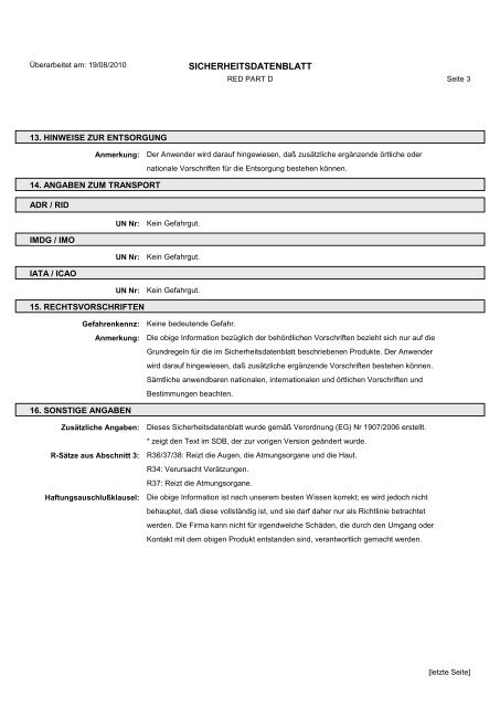 Material Safety Data Sheets Bond™ Polymer Refine Red Detection