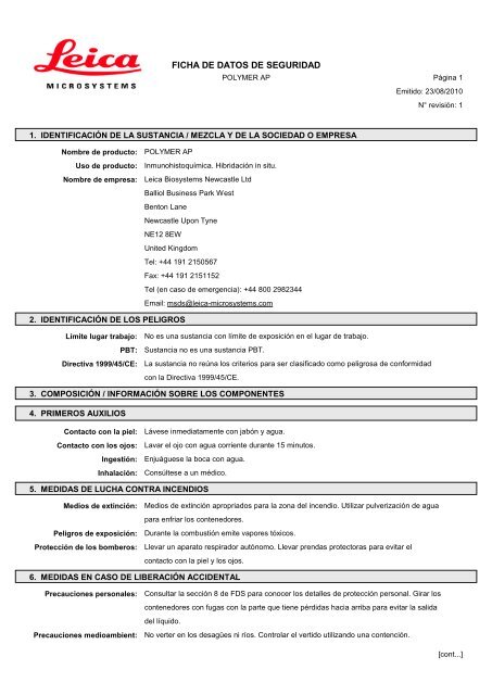 Material Safety Data Sheets Bond™ Polymer Refine Red Detection