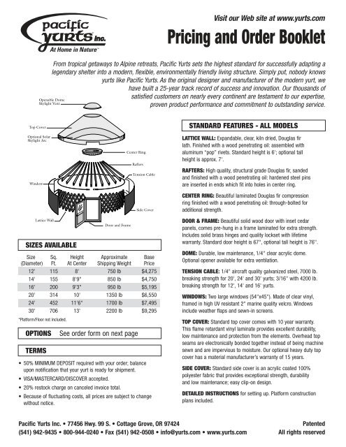 Pacific yurt prices hotsell
