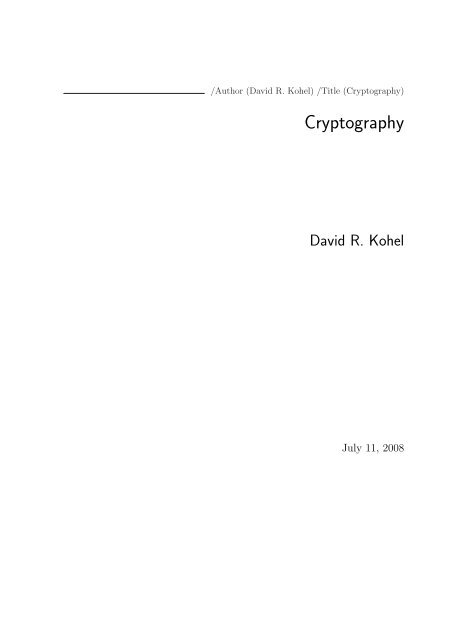 Cryptography - Sage