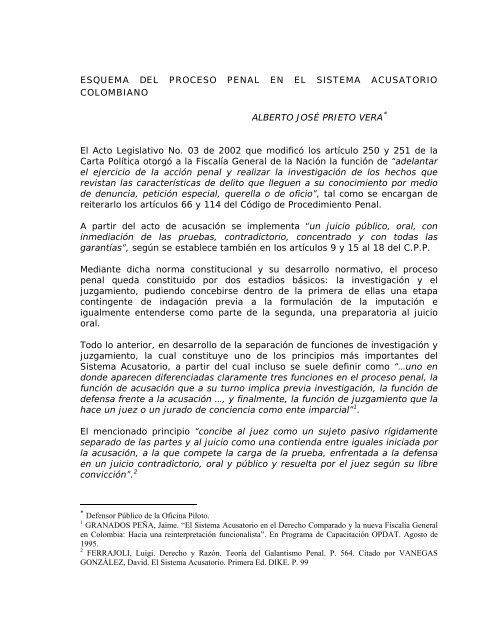 ESQUEMA DEL PROCESO PENAL EN EL SISTEMA ACUSATORIO ...