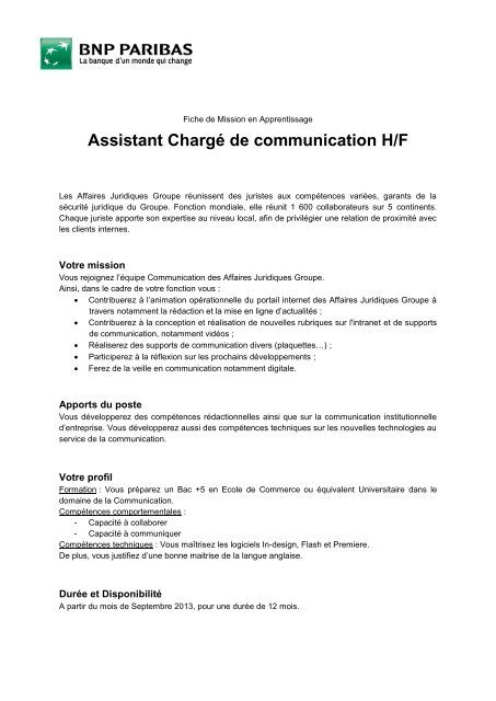 Assistant ChargÃ© de communication H/F