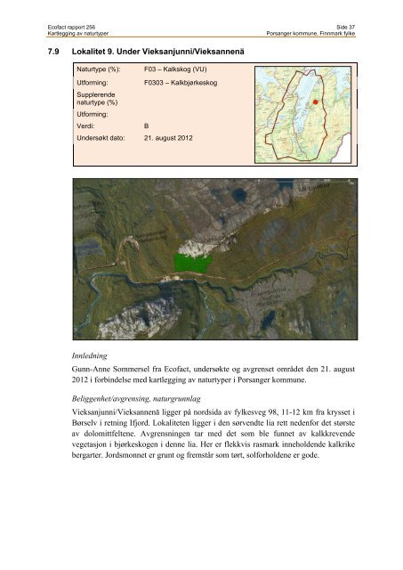 Kartlegging av naturtyper i Porsanger kommune, Finnmark ... - EcoFact