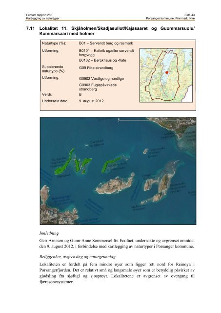 Kartlegging av naturtyper i Porsanger kommune, Finnmark ... - EcoFact