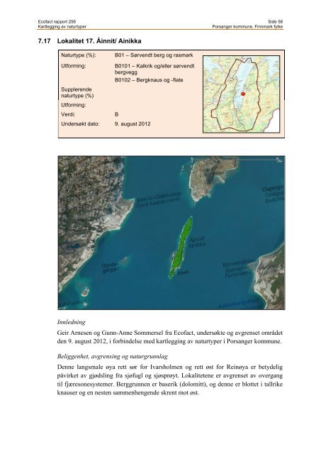 Kartlegging av naturtyper i Porsanger kommune, Finnmark ... - EcoFact