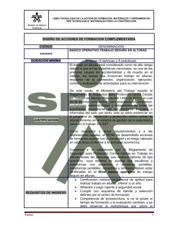 Básico operativo para trabajo en alturas - Sena