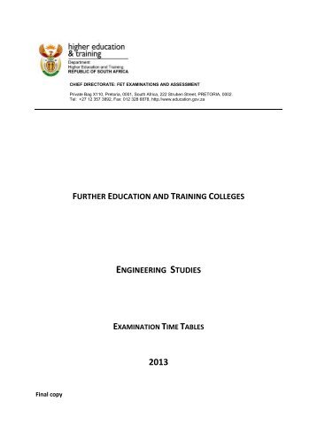 further education and training colleges engineering studies