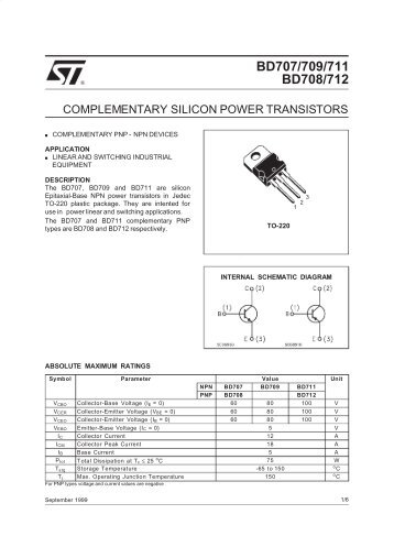COMPLEMENTARY SILICON POWER TRANSISTORS