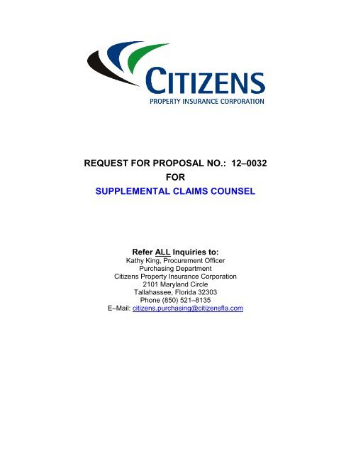 RFP 12-0032 Supp Claims.pdf - Citizens Property Insurance