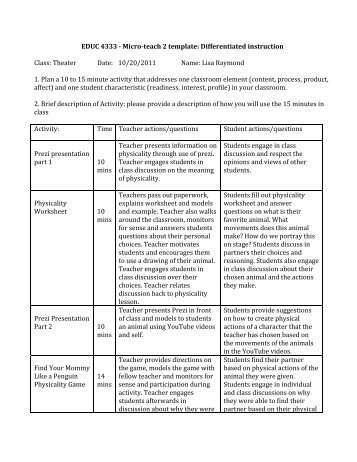 Microteach Reflection - St. Edwards University