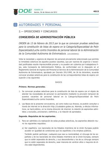 AUTORIDADES Y PERSONAL - Diario Oficial de Extremadura