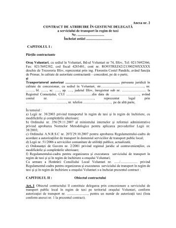 Contract de atribuire Ã®n gestiune delegatÄ a ... - PrimÄria Voluntari