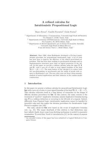 A refined calculus for Intuitionistic Propositional Logic - DISCo