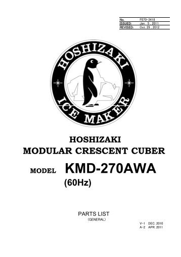 MODEL KMD-270AWA - Hoshizaki