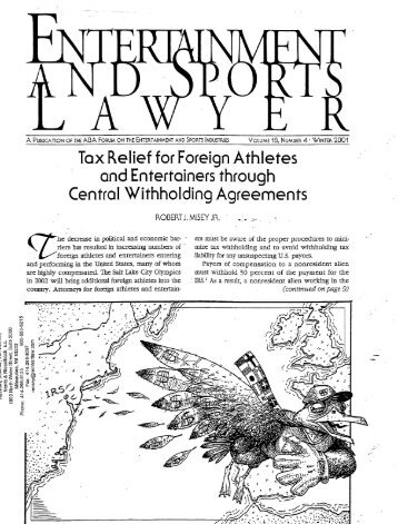 Tax Relief for Foreign Athletes and Entertainers through Central