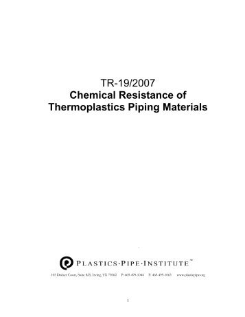 TR-19: Chemical Resistance of Thermoplastics Piping Materials