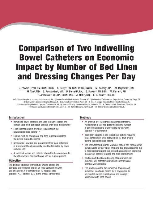 Comparison of Two Indwelling Bowel Catheters on Economic Impact ...