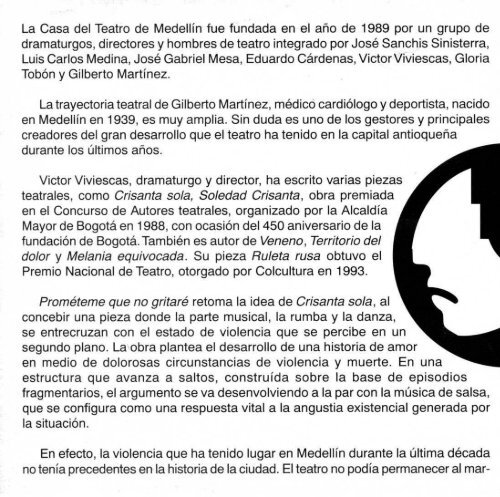 PROMETEME QUE NO GRITARÉ - Casa del Teatro de Medellín