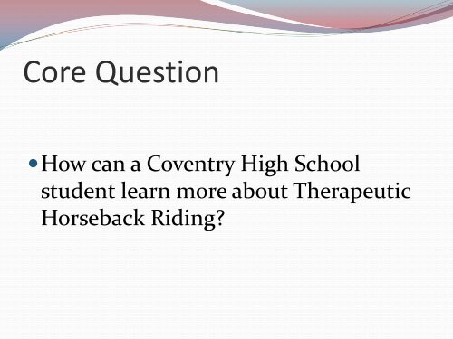 Therapeutic Horseback Riding - Coventry High School