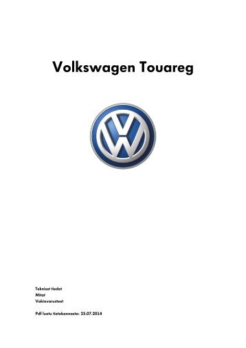 Volkswagen Touareg tekniset tiedot, mitat ja varusteet