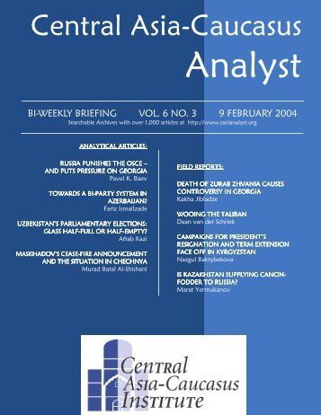 Central Asia-Caucasus - The Central Asia-Caucasus Analyst